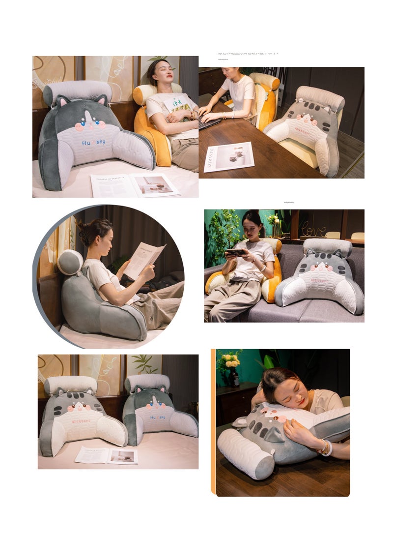 CityRiya-Long - Reading Pillow for Adults - Large Backrest Pillow with Detachable Neck Roll, Memory Foam Bed Rest & Sit Up Support Pillow, Ergonomic Lumbar Cushion for Reading, Watching TV, or Relaxing - Removable Washable Cover (70*50cm) - Image 1