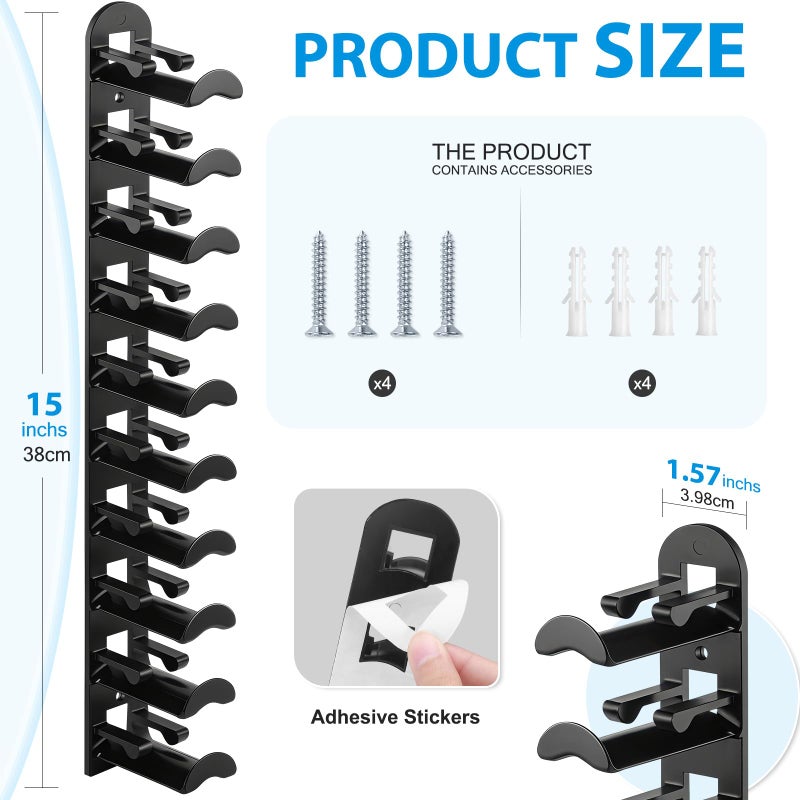 Yonsya 2 Pack Hat Hook Organizer for Baseball Caps, Hat Hanger Holder for 20 Caps, Wall Hat Rack with Strong Adhesive, Multilayer Cap Storage Hooks for Closet Door and Bedroom (Style B-Black) - Image 2