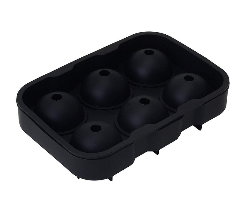 HOMENITY Flexible Hot Silicone Spherical 6 Round Ball Ice Cube Tray Maker Mold with Lid Perfect Ice Spheres for Cocktails 6 Section - Image 2