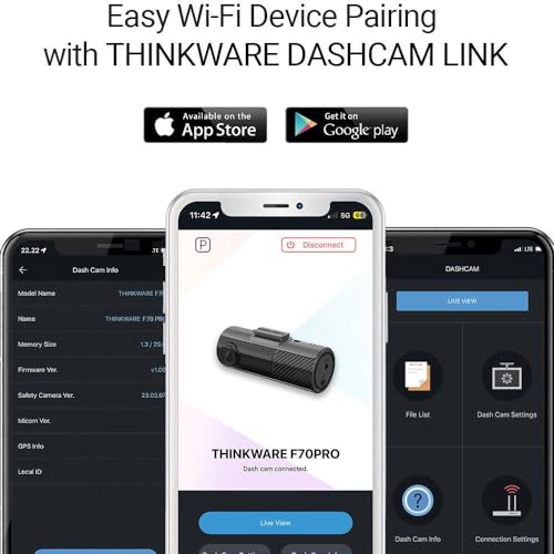 THINKWARE F70 PRO Dash Cam, 1080P Full HD WiFi Dashcam for Car Camera, Compact Design, Super Night Vision, G-Sensor, Smart Parking Mode, Safety Camera Alert, Integrated Thermal Protection - Image 3
