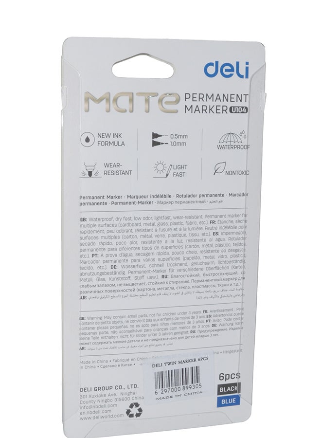 Deli Switch Twin Permanent Marker Ass Eu10420-6P - Image 2