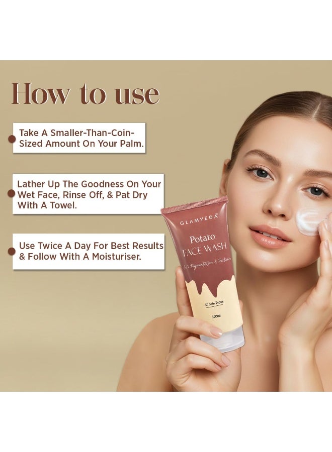 Glamveda Potato Anti Pigmentation Face wash | Reduces Hyperpigmentation & Clarifies skin | No Paraben, SLS, silicone | All Skin Types | Pack of 2 - Image 4