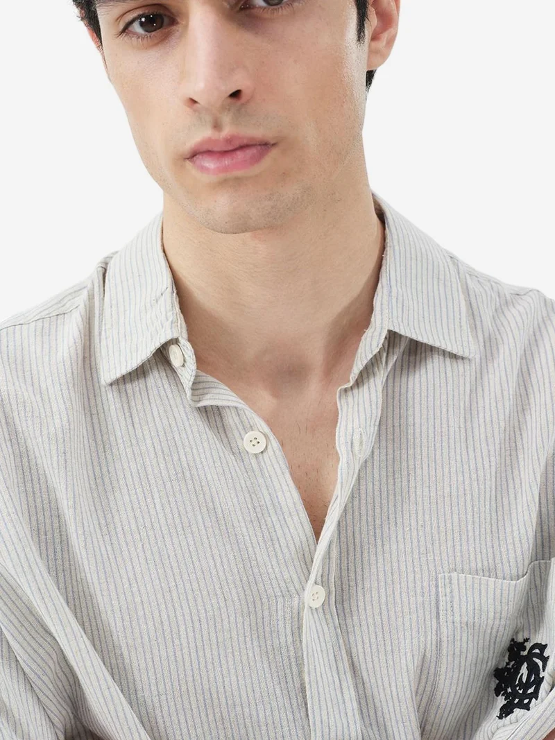 Giesto Navy Blue GIESTO Striped Cotton Velvet Weave Shirt for Men | Best Price UAE