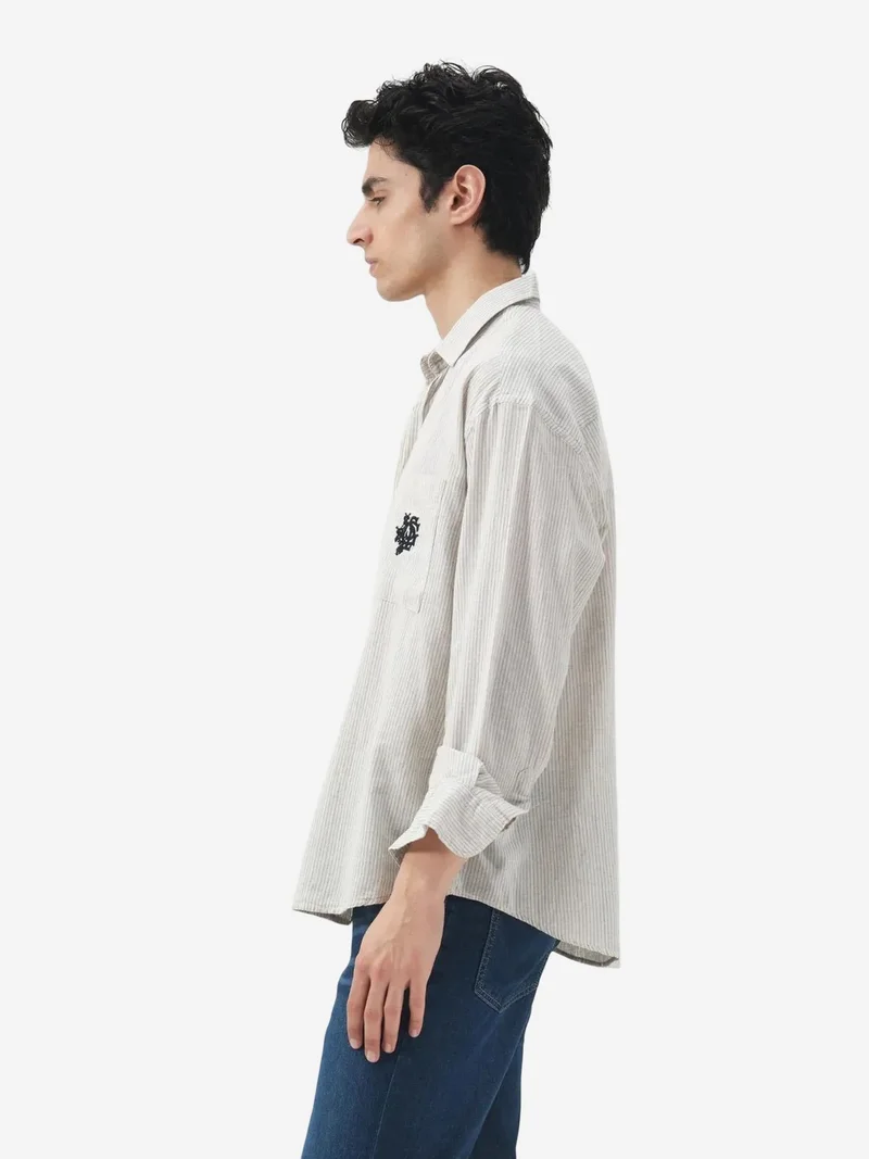 GIESTO Striped Cotton Velvet Weave Shirt
