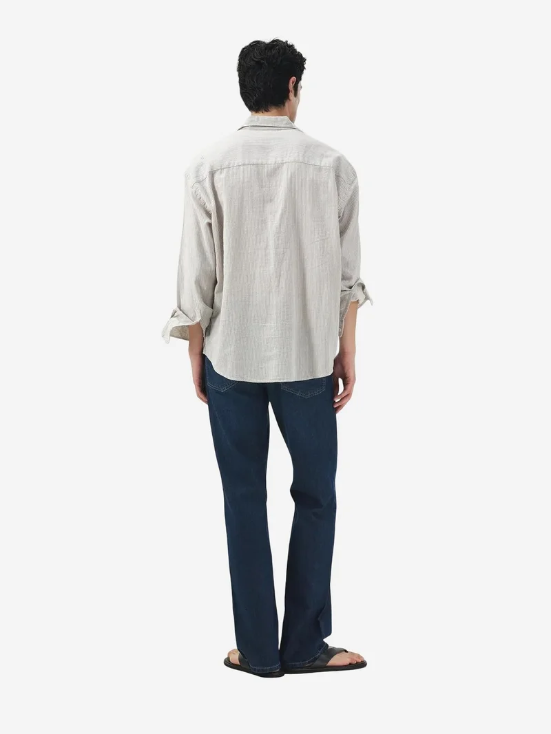 Giesto Navy Blue GIESTO Striped Cotton Velvet Weave Shirt for Men | Best Price UAE