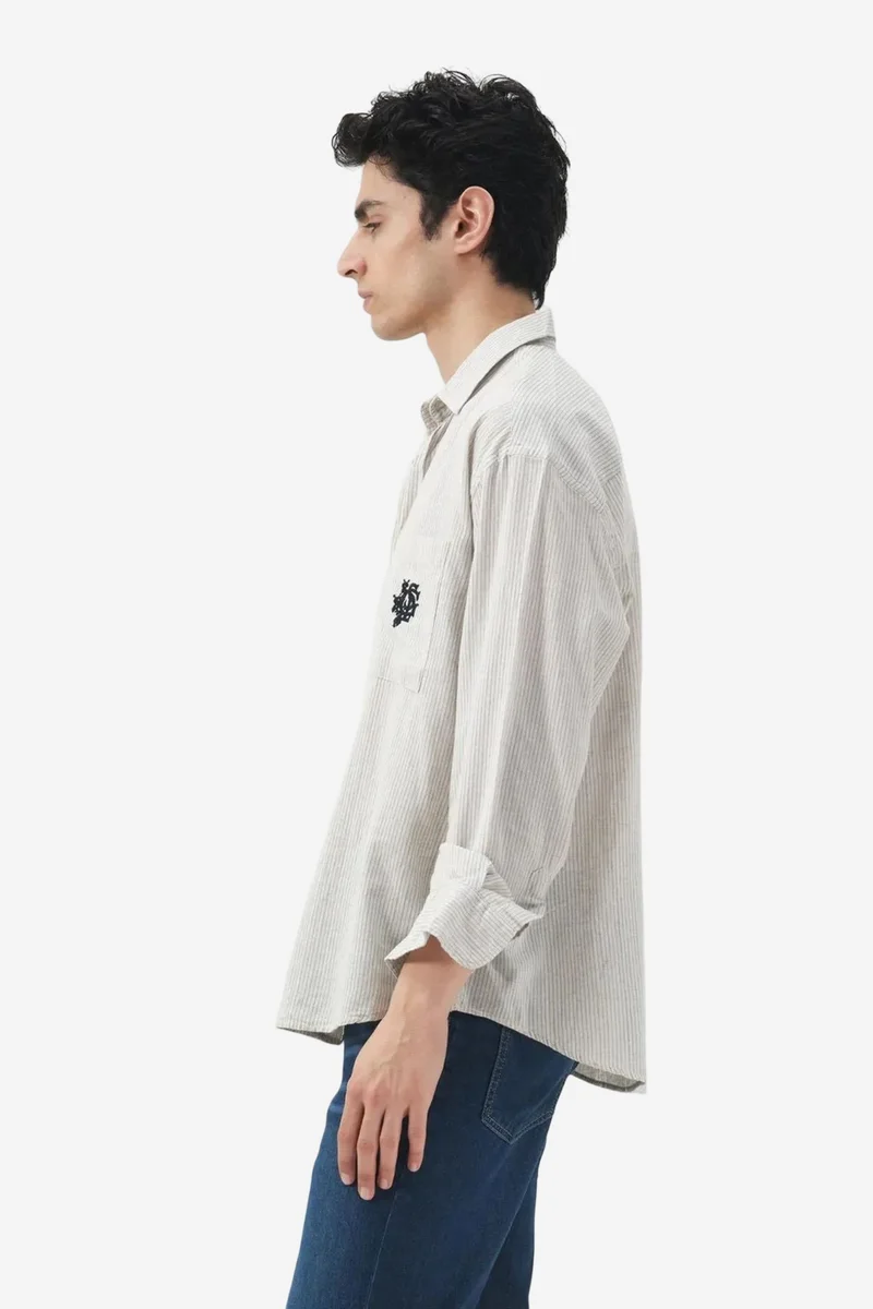 GIESTO Striped Cotton Velvet Weave Shirt
