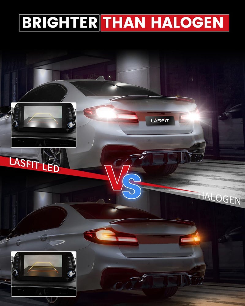 LASFIT مصابيح LED LASFIT 7443 7440 للضوء الخلفي، 7444 7444na ضوء النهار الأبيض T20 لمصابيح الانتظار L-7440 W21W WY21W 6000K لاستبدال السيارات، توصيل وتشغيل، عبوة من 2 - Image 2