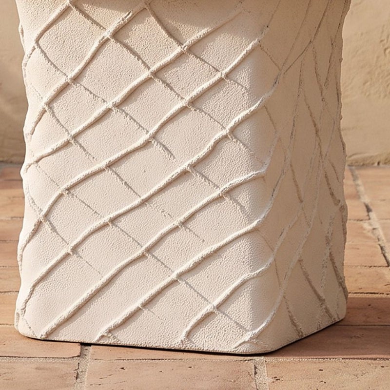 DANUBE HOME Diamond Weave Mgo Side Table | All Weather 1 Piece Outdoor End Table | Modern Design Furniture For Balcony, Garden Bench Seating Terrace Lawn Patio Poolside - L40.5xW40.5xH48cm -Multi Color - Image 2