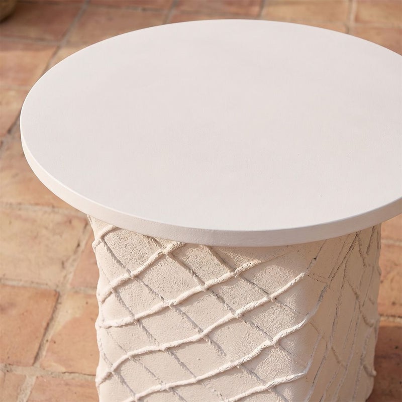 DANUBE HOME Diamond Weave Mgo Side Table | All Weather 1 Piece Outdoor End Table | Modern Design Furniture For Balcony, Garden Bench Seating Terrace Lawn Patio Poolside - L40.5xW40.5xH48cm -Multi Color - Image 3