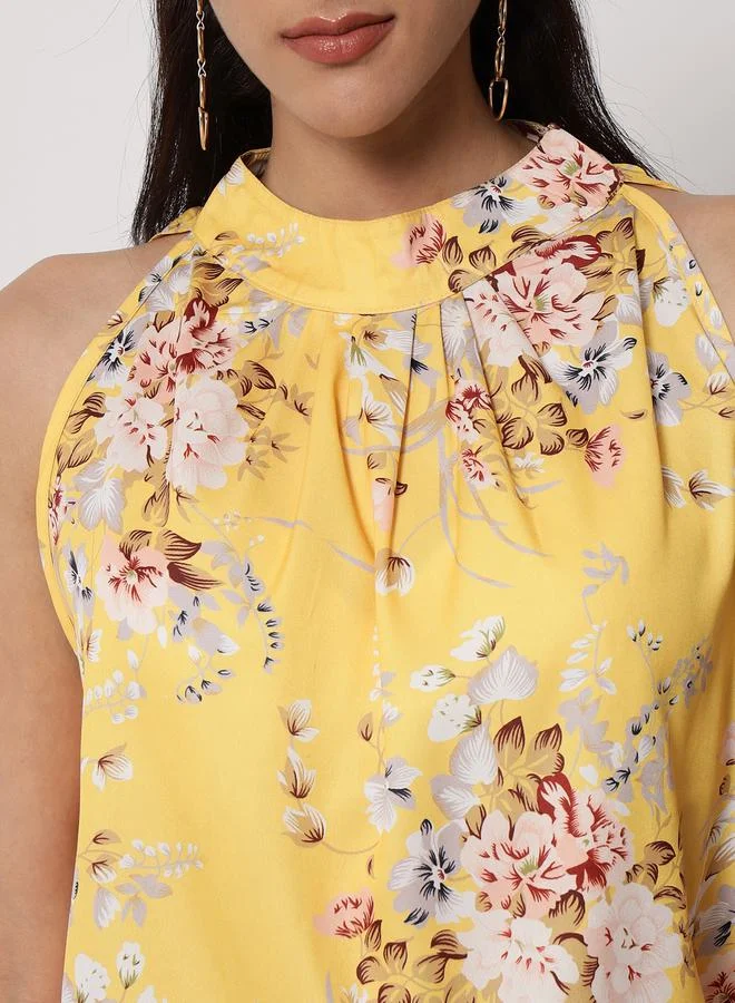 Kotty Floral Print Halter Neck Top by Styli