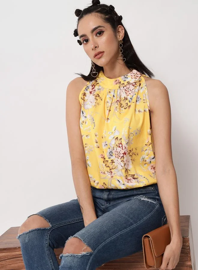 Kotty Floral Print Halter Neck Top by Styli
