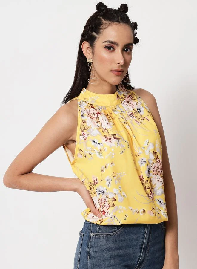 Kotty Floral Print Halter Neck Top by Styli