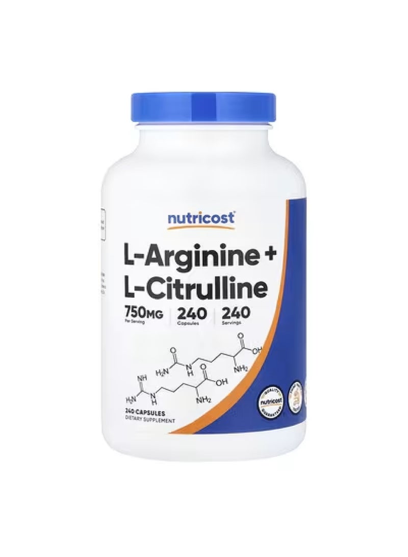 L-Arginine + L-Citrulline, 240 Capsules
