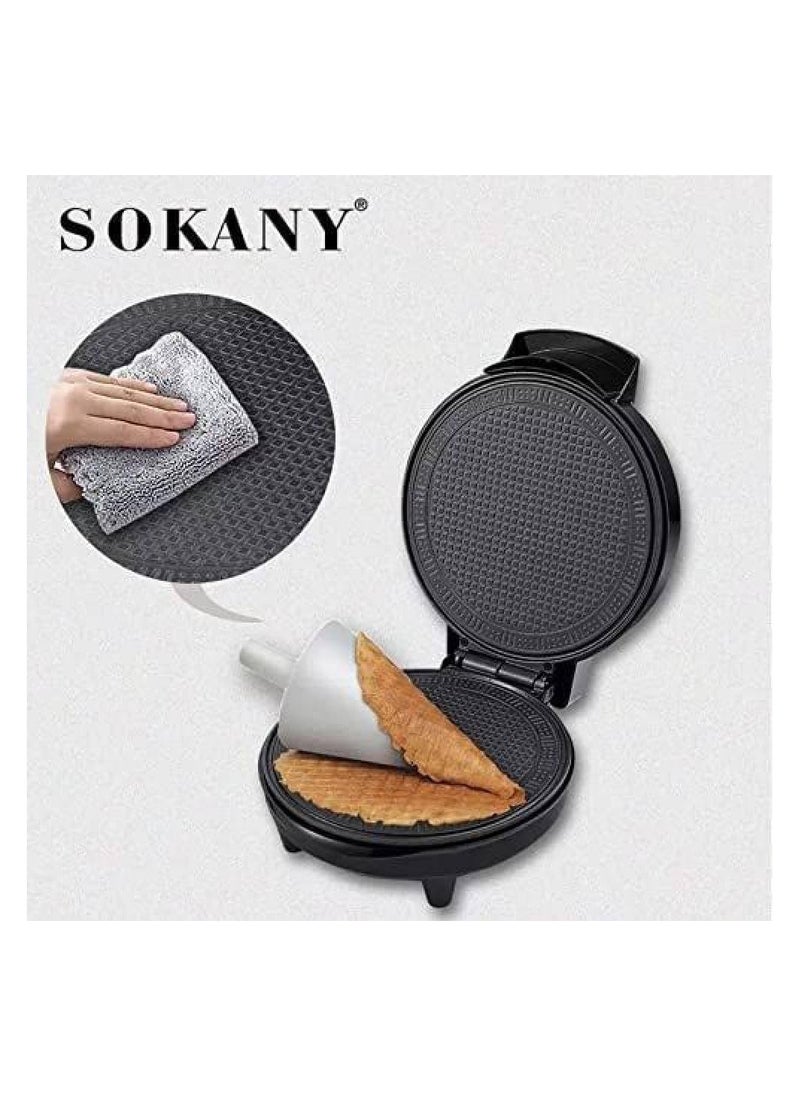 sokany Sokany SK-08040 Electric Ice Cream Cone Maker Machine, 750W, Non-Stick Plates, Adjustable Temperature Control, Cone Roller Included, for Homemade Waffle Cones, Easy to Clean, Compact Design  - Image 4
