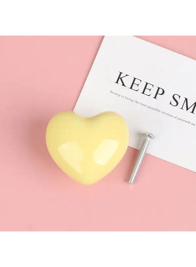 Light Blue Green Ceramic Heart Shaped Single Hole Drawer Knob For Wardrobe Cabinet Door - Image 2