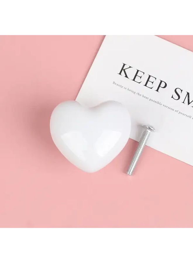 Light Blue Green Ceramic Heart Shaped Single Hole Drawer Knob For Wardrobe Cabinet Door - Image 4