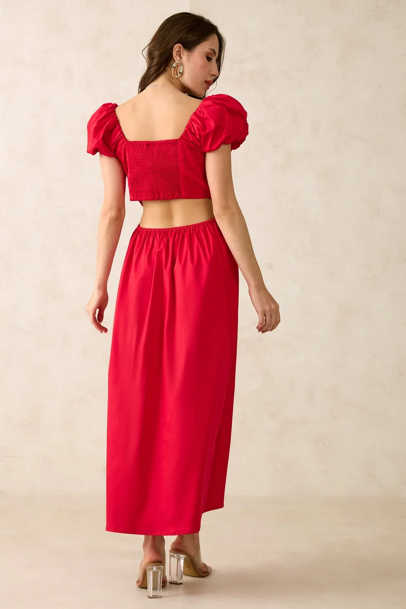 فيرجيو Cotton Stretch Vacation Back Cutout Maxi Dresses for Women