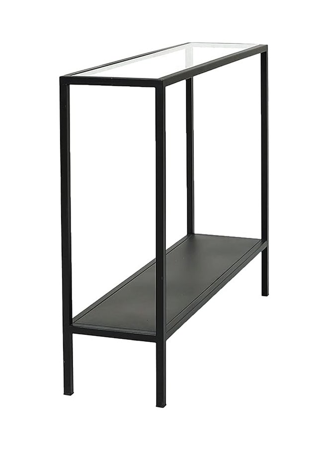 RIGID Steel Console Table with Glass Top Black 90x60x40cm  - Image 5