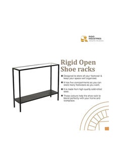 RIGID Steel Console Table with Glass Top Black 90x60x40cm  - Image 2