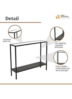 RIGID Steel Console Table with Glass Top Black 90x60x40cm  - Image 3