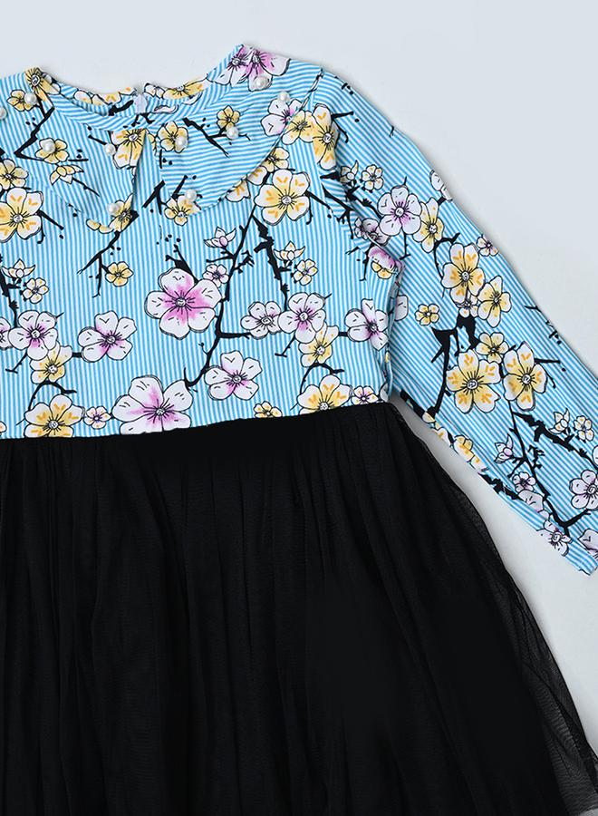 Bella Moda All-Over Floral Print Cotton A-Line Dress with Lining - Image 3