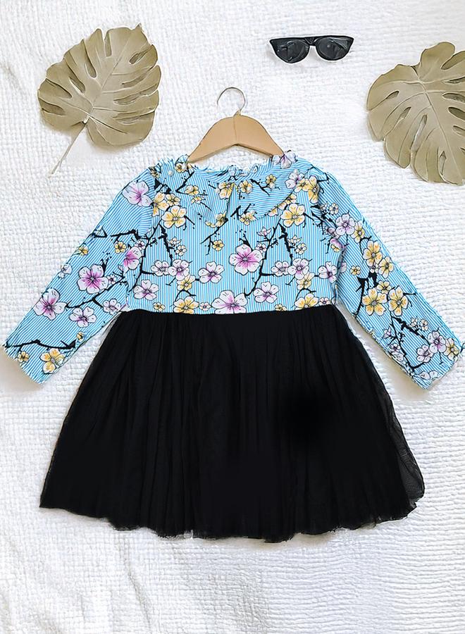 Bella Moda All-Over Floral Print Cotton A-Line Dress with Lining - Image 1