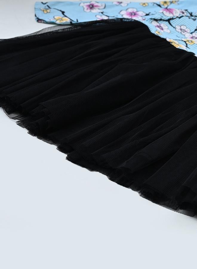 Bella Moda All-Over Floral Print Cotton A-Line Dress with Lining - Image 4