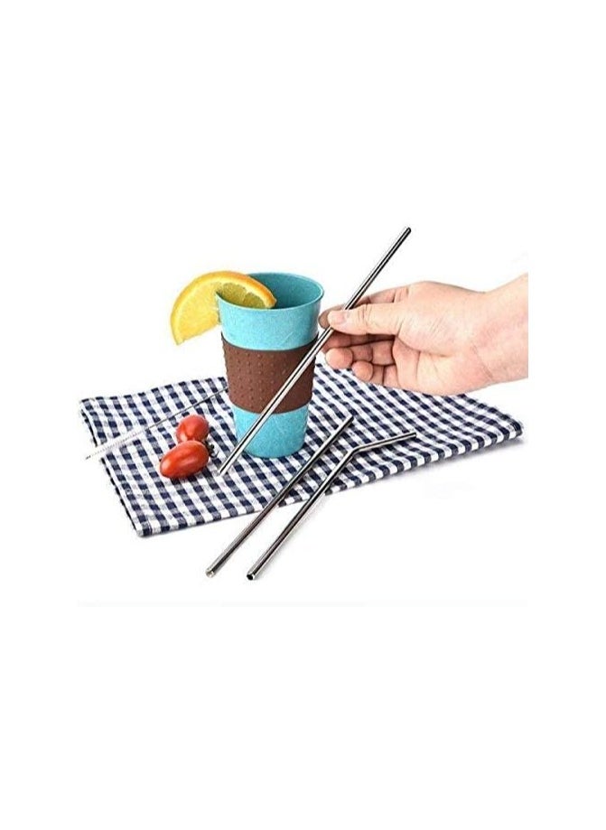 Generic Reusable Stainless Steel Metal Drinking Straws, Straight and Durable Drinking Straws with Cleaning Brush, 4 Pack  - Image 3