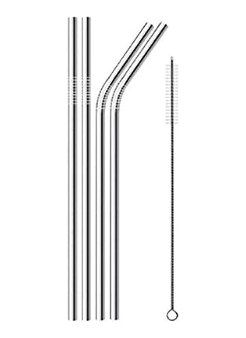 Generic Reusable Stainless Steel Metal Drinking Straws, Straight and Durable Drinking Straws with Cleaning Brush, 4 Pack  - Image 1