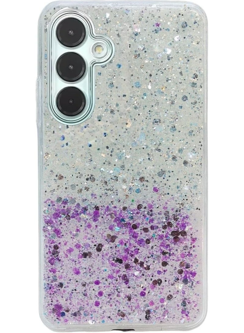 Compatible with Samsung Galaxy A55 5G Case, Clear Glitter Bling Sparkly, Soft TPU Frame Bumper, Hard-Back Cover for Women & Girls, Transparent Protective Phone Case - Image 1