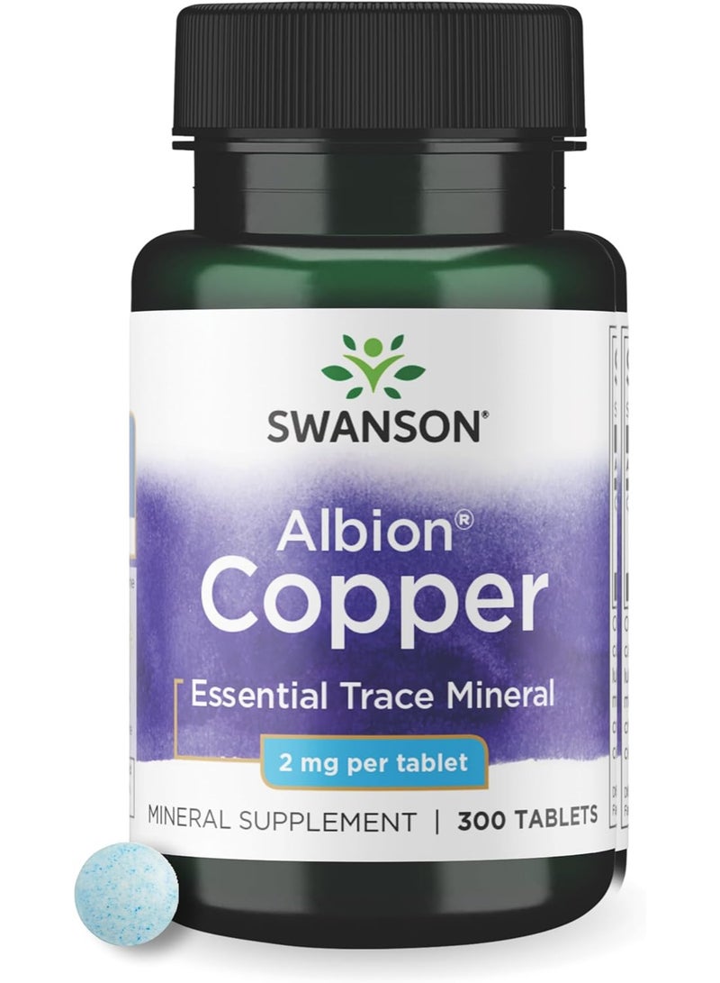 Swanson Copper Chelate Mineral Supplement, 2 mg, 300 Tablets - Image 1