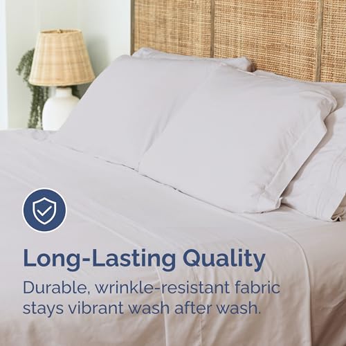 CGK Unlimited Twin XL Size Flat Sheet - Hotel Quality Top Flat Bed Sheet Only - Ultra-Soft, Comfy, Breathable & Cooling - Fade & Wrinkle Free - Easy-Care, Stain & Shrink Resistant Bedding - Oeko-Tex - Light Grey - Image 4