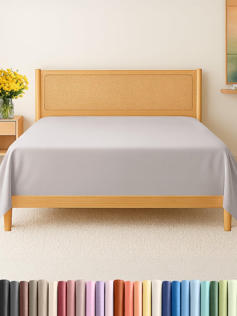 CGK Unlimited Twin XL Size Flat Sheet - Hotel Quality Top Flat Bed Sheet Only - Ultra-Soft, Comfy, Breathable & Cooling - Fade & Wrinkle Free - Easy-Care, Stain & Shrink Resistant Bedding - Oeko-Tex - Light Grey - Image 1