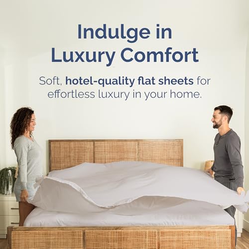 CGK Unlimited Twin XL Size Flat Sheet - Hotel Quality Top Flat Bed Sheet Only - Ultra-Soft, Comfy, Breathable & Cooling - Fade & Wrinkle Free - Easy-Care, Stain & Shrink Resistant Bedding - Oeko-Tex - Light Grey - Image 2