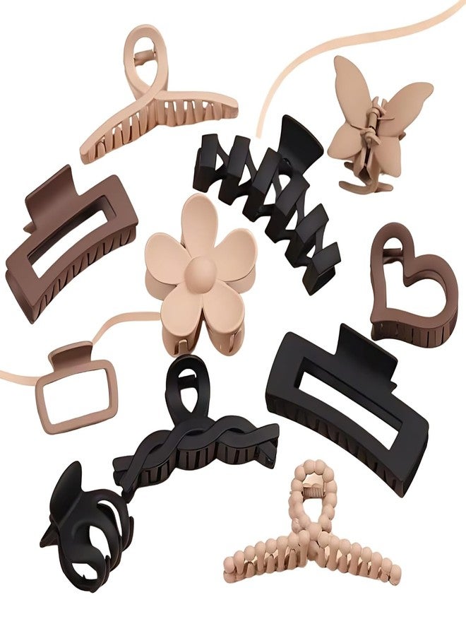 BEDSTEFAR 6 Pcs Claw Clips for Women & Girls, Multi-Shape Non-Slip Jaw Hair Clips Set, Large Medium Small Sizes for Thick, Thin & Curly Hair, Strong Hold Hair Accessories Hair Claw Clips - Image 1