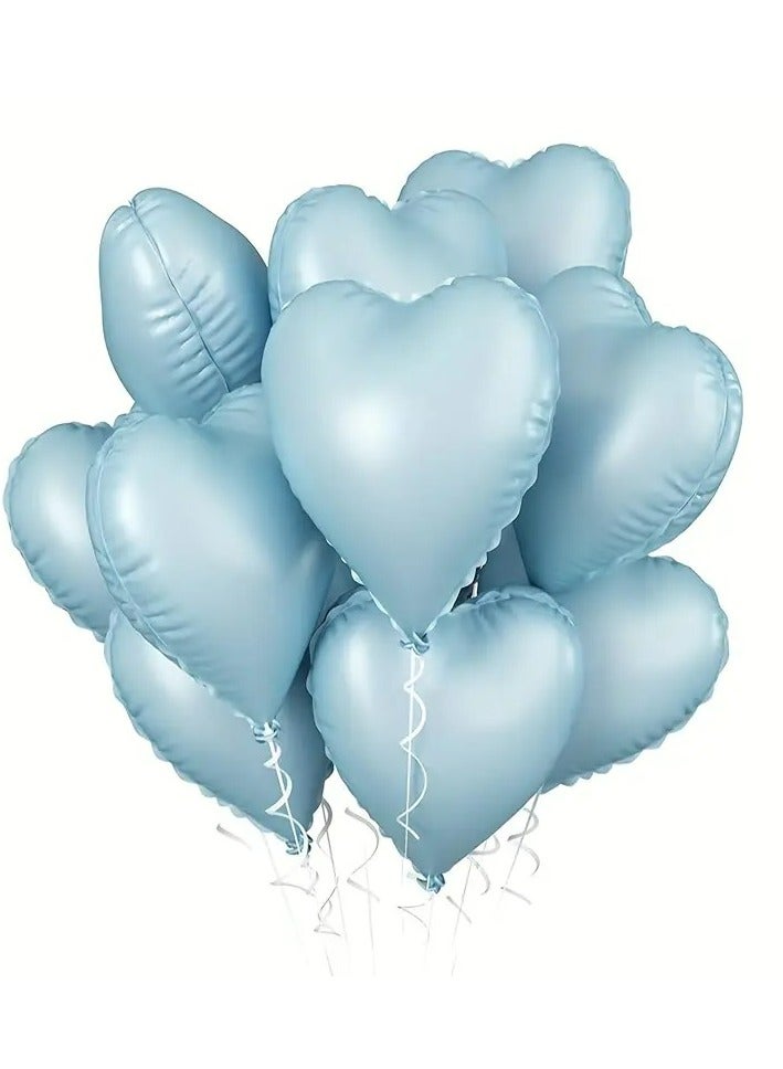 Kandid 10Pcs Valentine's 18-Inch Heart-Shaped Foil Balloons, Mixed Color, for Valentine'S Day, Birthday, Wedding, Anniversary, Engagement, Party Decorations, Aluminum Film Balloons (BABY BLUE) - Image 3