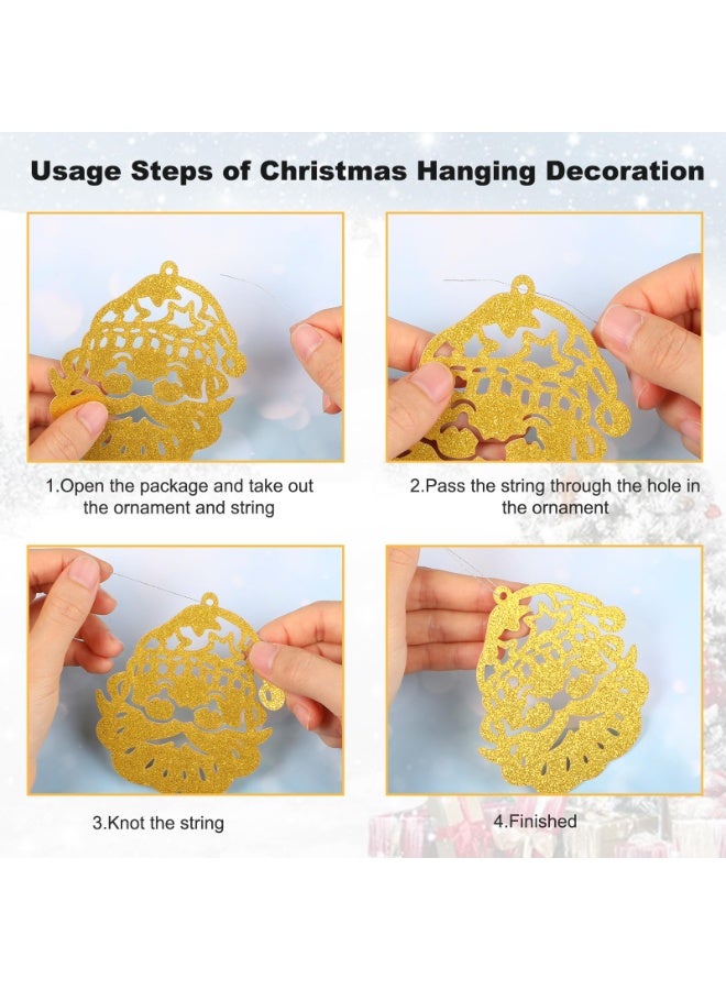 تشيلور زينة شجرة عيد الميلاد، زينة ندفة ثلج لامعة، 42 قطعة ذهبية لامعة، جوارب، رنة، بابا نويل، رجل ثلج، زينة معلقة بأحجام متنوعة، مثالية لزينة عيد الميلاد الشتوية والداخلية. - Image 5