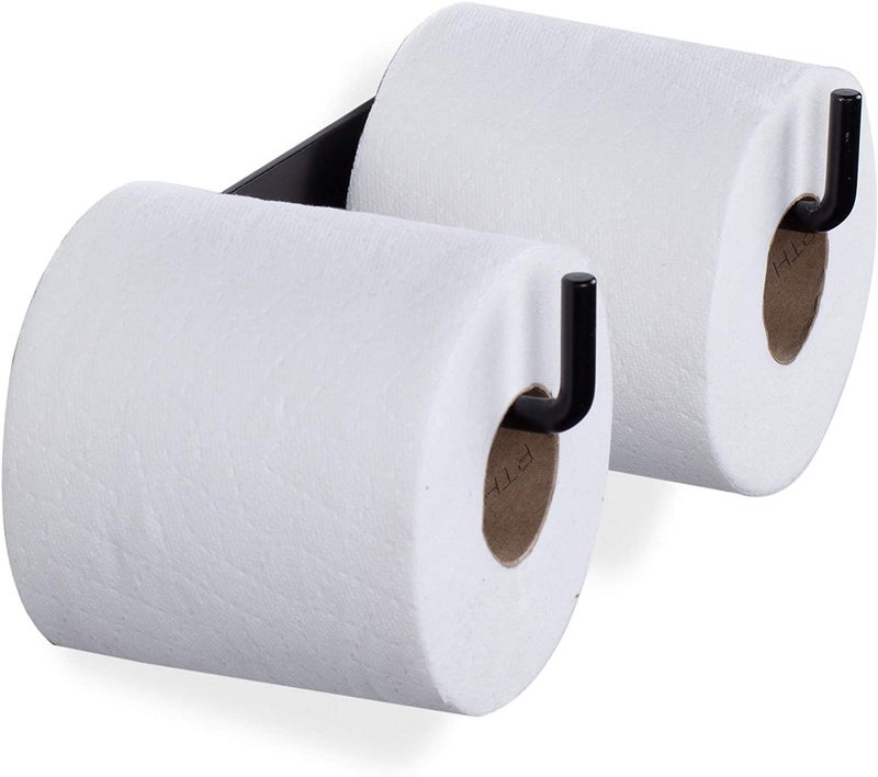 Indian Decor 50900 Double Toilet Paper Holder Shelf Bathroom Accessories Wall Mounted Double Toilet Paper Roll Holder Iron Black  - Image 4
