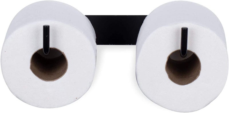 Indian Decor 50900 Double Toilet Paper Holder Shelf Bathroom Accessories Wall Mounted Double Toilet Paper Roll Holder Iron Black  - Image 3