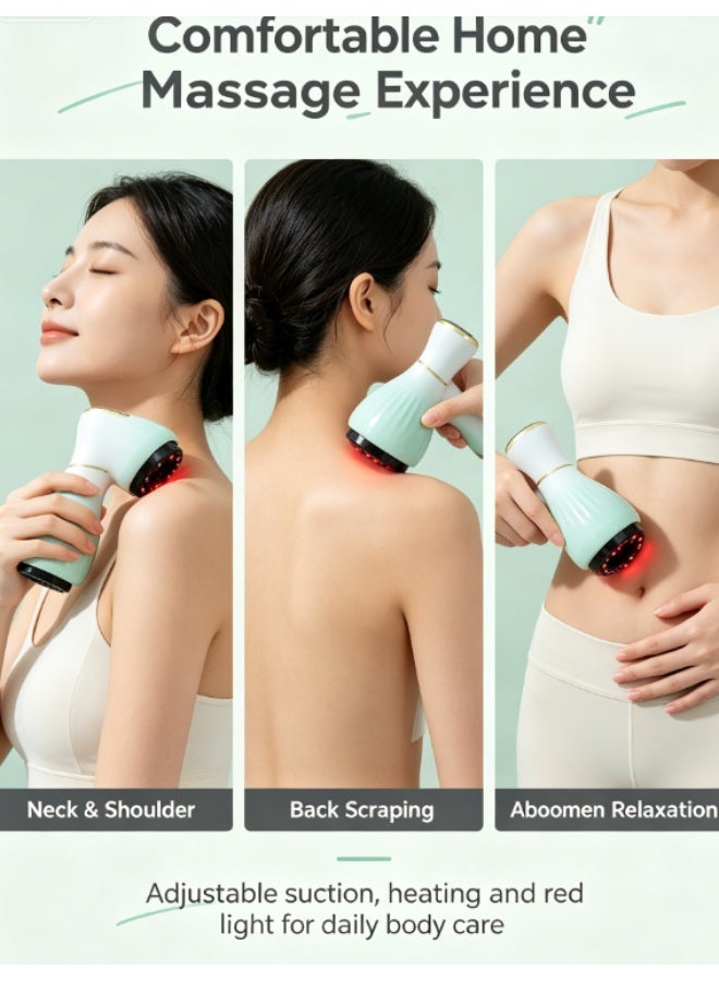 Rechargeable Gua Sha Cupping Massager with Red Light Heating, 30 Levels Vacuum & Heat Steel Ball Massage Device - Image 3