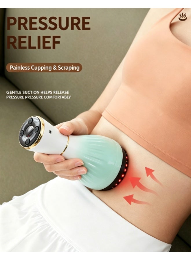 Rechargeable Gua Sha Cupping Massager with Red Light Heating, 30 Levels Vacuum & Heat Steel Ball Massage Device - Image 4