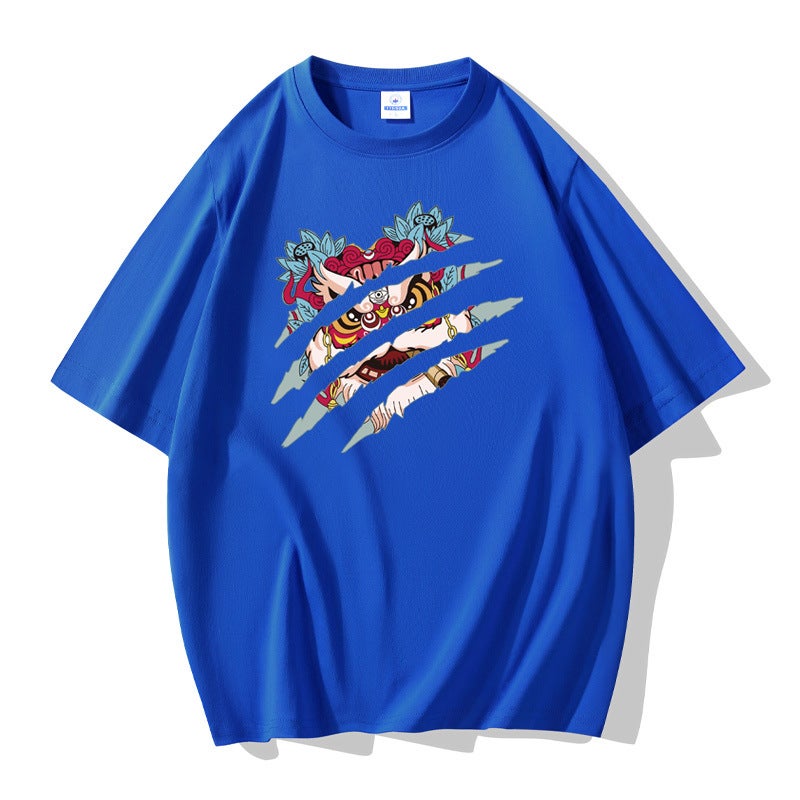 Cotton Short-Sleeved T-Shirt Men'S Loose Round Neck Printed Half-Sleeved Men'S Top Bottoming Shirt Trendy T - Image 1