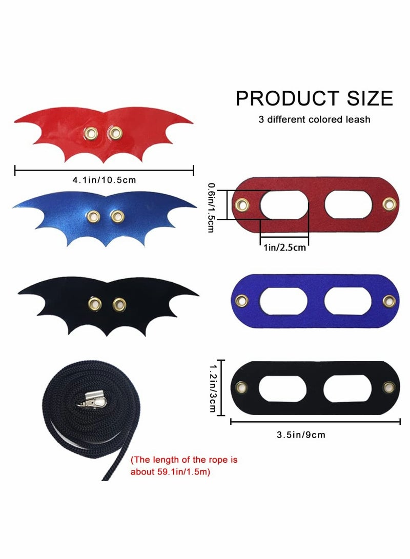 Leash for small animals, Adjustable Bearded Dragon Leash and Harnesses with Cool Bat Wings, Soft Leather Lizard Leash for Bearded Dragon, Amphibians, Reptile (S 3Pcs)