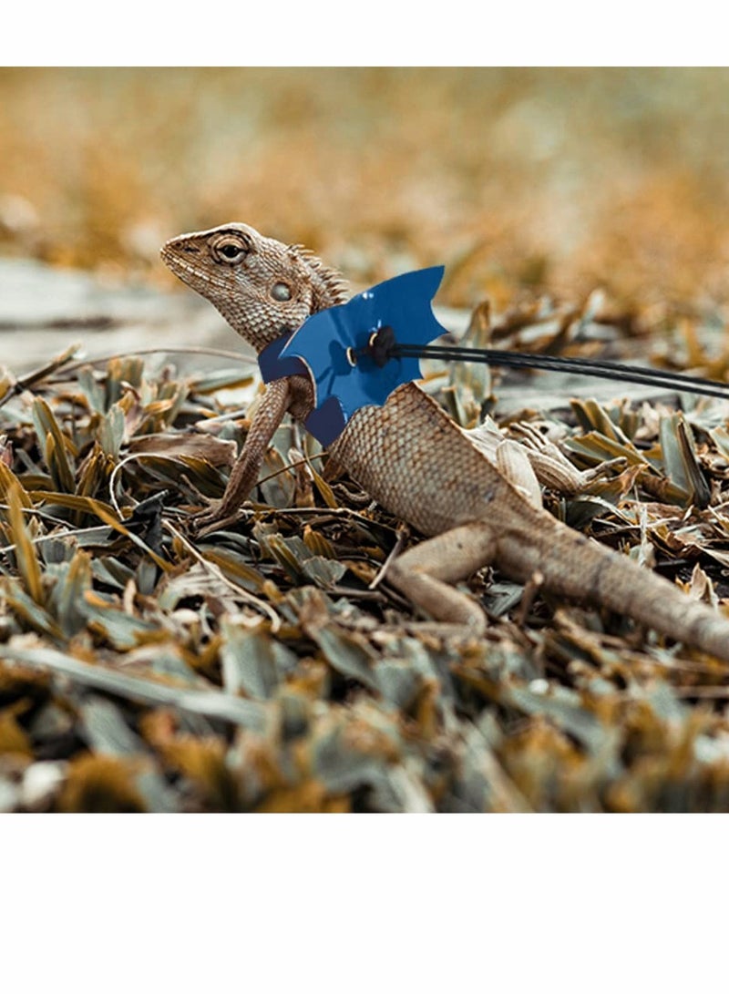Leash for small animals, Adjustable Bearded Dragon Leash and Harnesses with Cool Bat Wings, Soft Leather Lizard Leash for Bearded Dragon, Amphibians, Reptile (S 3Pcs)