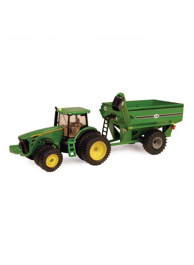 John Deere ERTL Big Farm John Deere Tractor Toy with J&M Grain Cart - 1:64 Scale - Farm and Construction Toys - Authentic Die-Cast John Deere Tractor Toys - 8 Years and Up,Green - Image 1