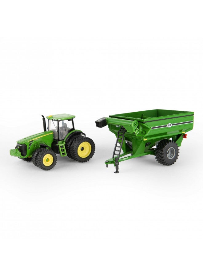 John Deere ERTL Big Farm John Deere Tractor Toy with J&M Grain Cart - 1:64 Scale - Farm and Construction Toys - Authentic Die-Cast John Deere Tractor Toys - 8 Years and Up,Green - Image 2