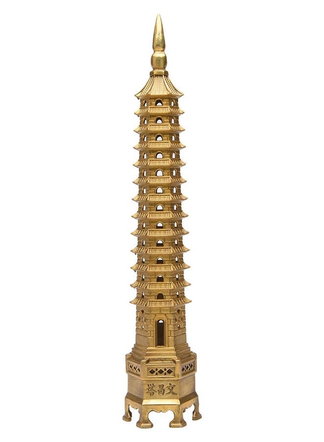 BRASSTAR Brass Feng Shui Statue Wenchang Pagoda Layer 13 Tower 11.8” Length Sculpture Office Home Desk Decor Artifacts Attract Career Fame Academic Wisdom Education Luck TQZDPT40 - Image 1