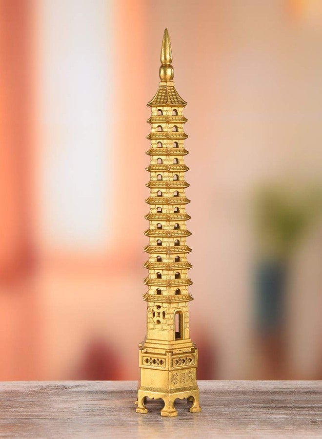 BRASSTAR Brass Feng Shui Statue Wenchang Pagoda Layer 13 Tower 11.8” Length Sculpture Office Home Desk Decor Artifacts Attract Career Fame Academic Wisdom Education Luck TQZDPT40 - Image 5
