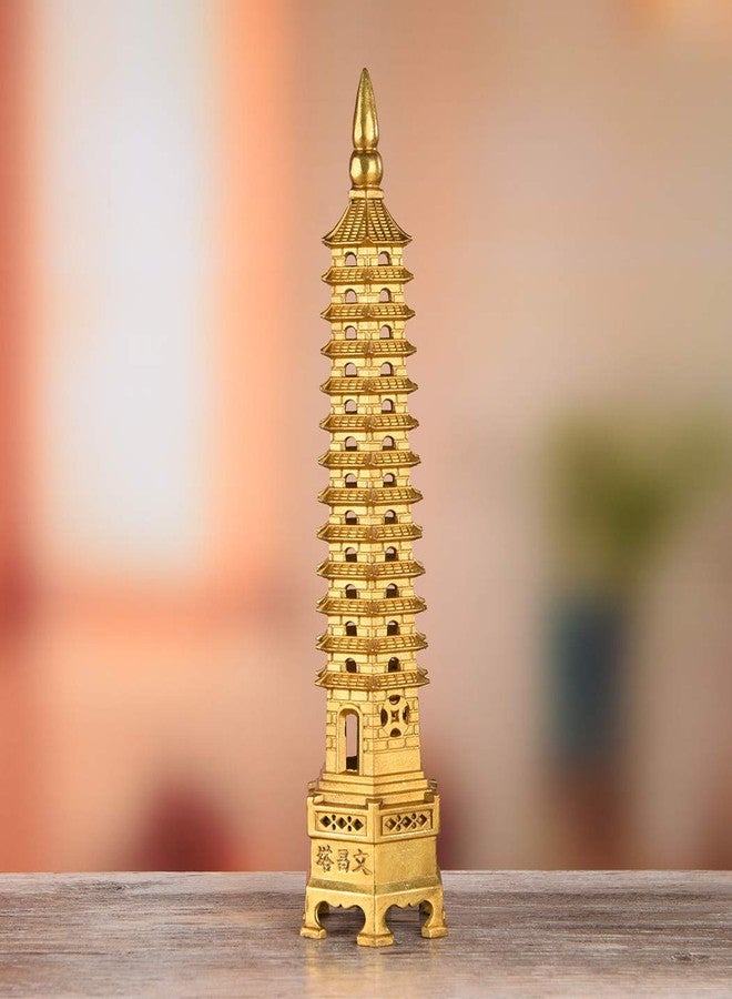 BRASSTAR Brass Feng Shui Statue Wenchang Pagoda Layer 13 Tower 11.8” Length Sculpture Office Home Desk Decor Artifacts Attract Career Fame Academic Wisdom Education Luck TQZDPT40 - Image 4