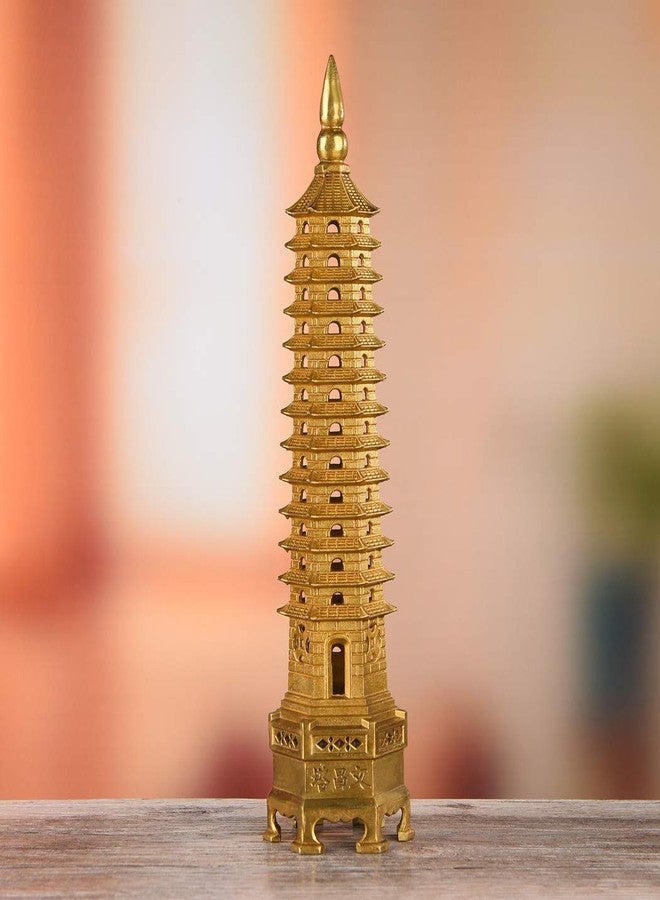 BRASSTAR Brass Feng Shui Statue Wenchang Pagoda Layer 13 Tower 11.8” Length Sculpture Office Home Desk Decor Artifacts Attract Career Fame Academic Wisdom Education Luck TQZDPT40 - Image 3